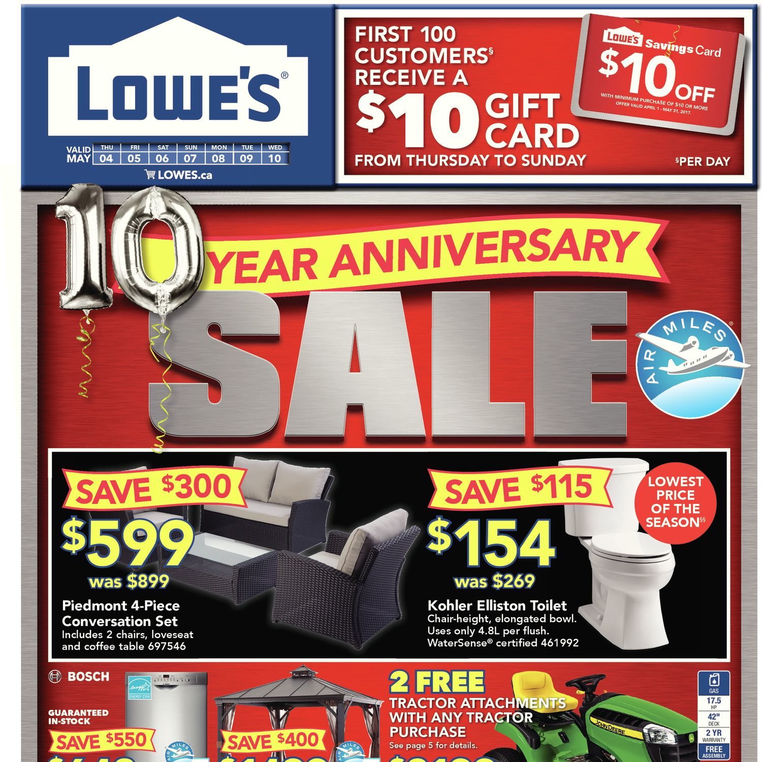 Lowe's Weekly Flyer Weekly 10 Year Anniversary Sale May 4 10