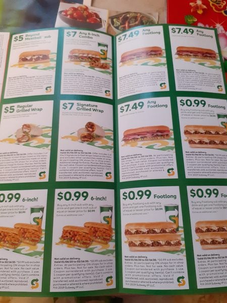 Subway] Subway Mailer / App Coupons valid till February 12th - Page 3 -  RedFlagDeals.com Forums