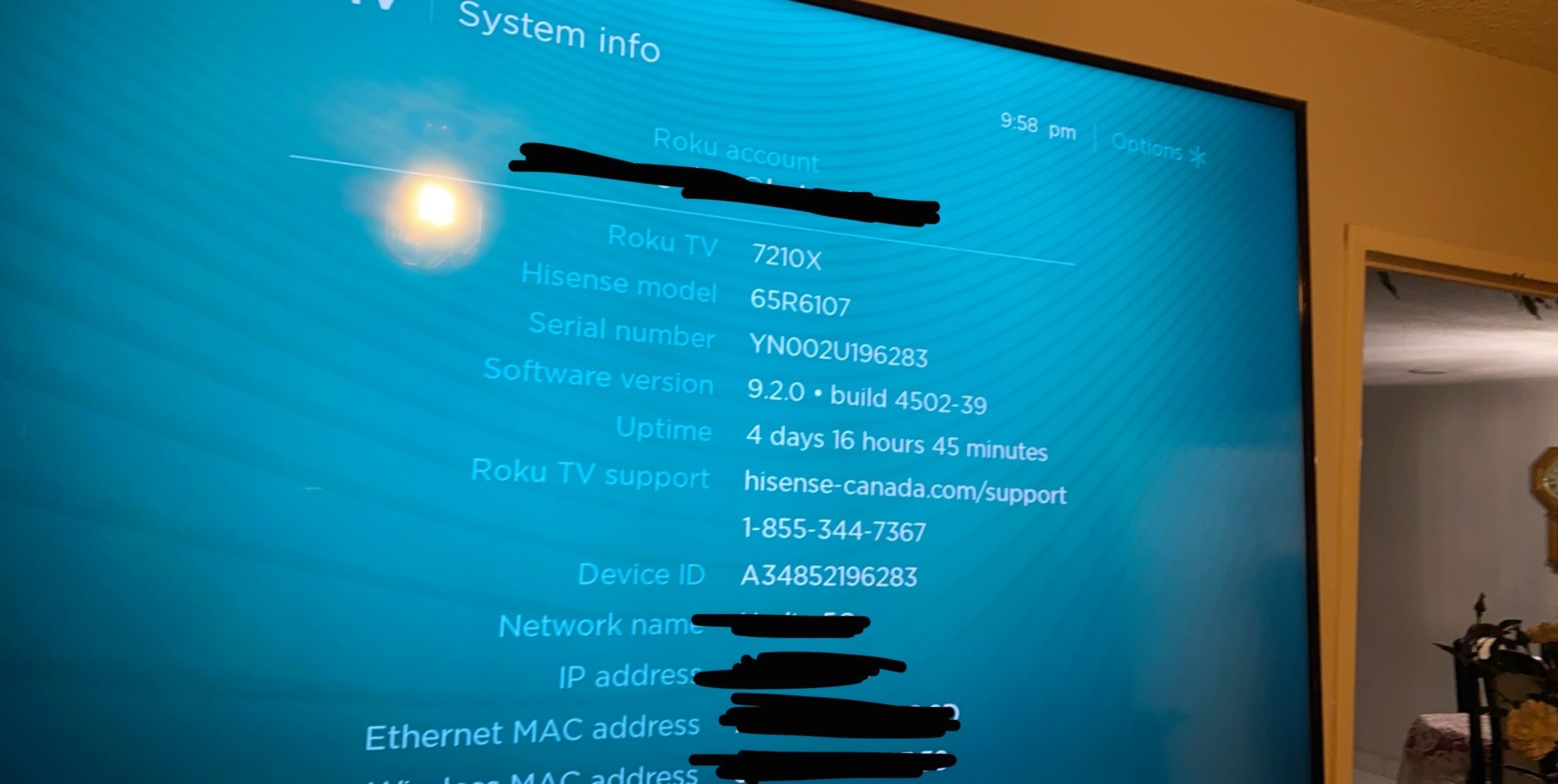 hisense roku mac address