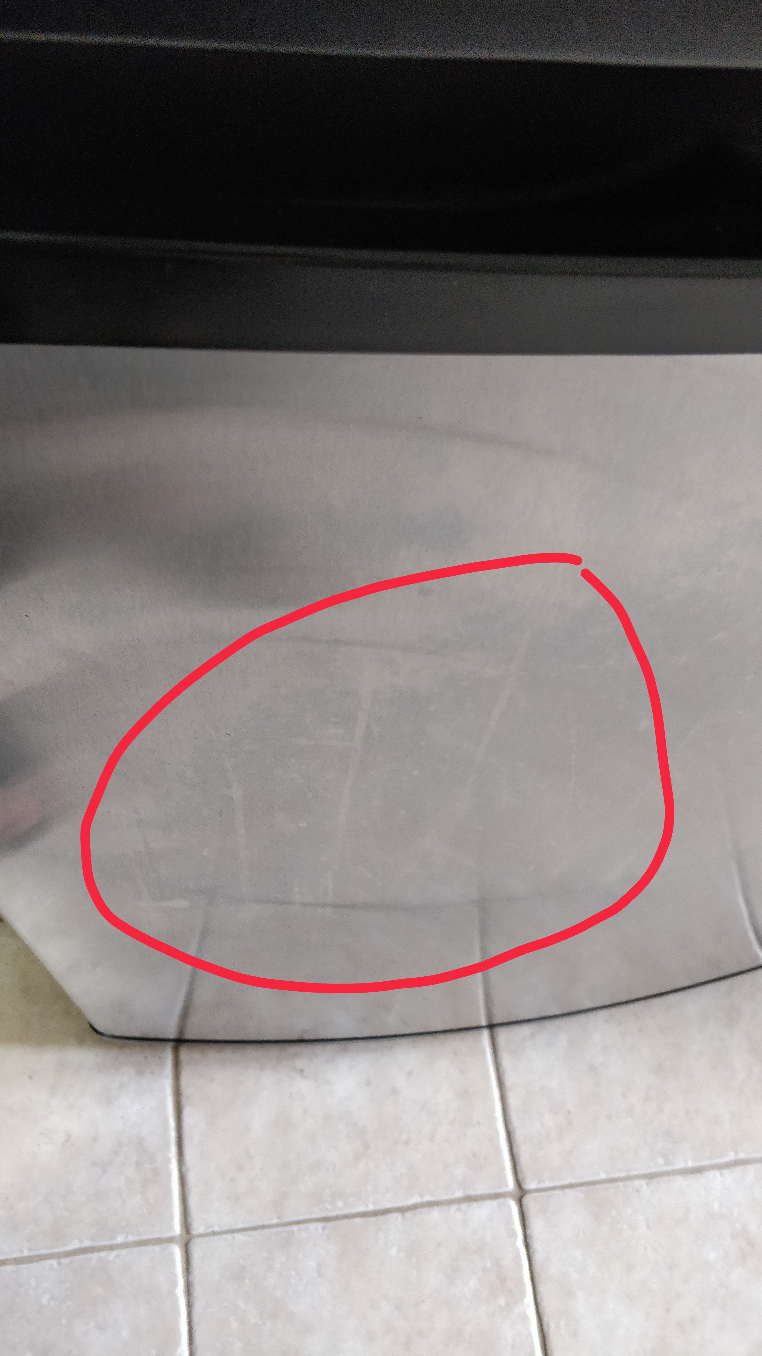 Remove stainless steel discoloration on refrigerator door