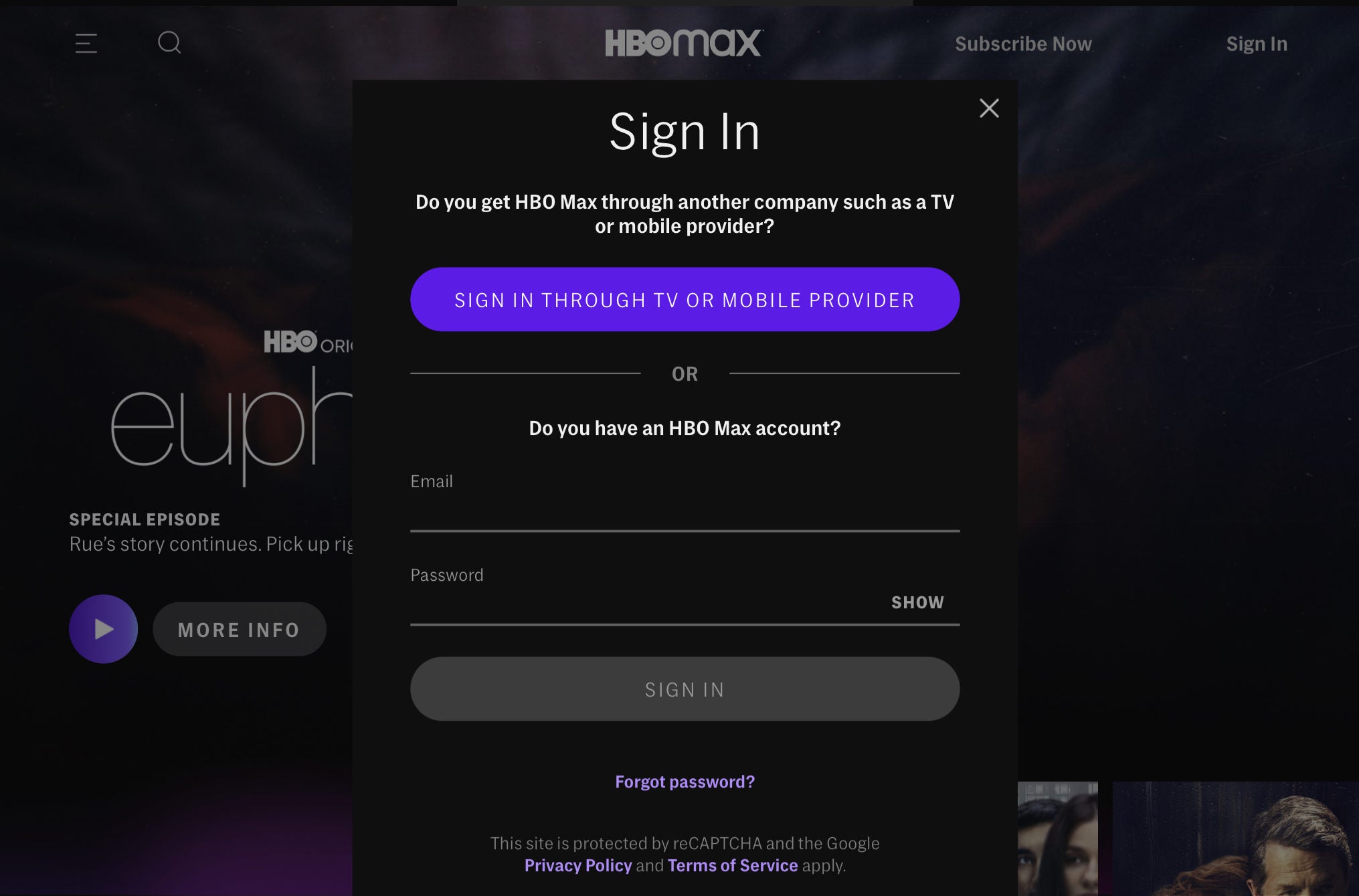 hbo max sign in online