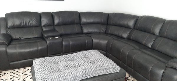 Costco Top Grain Leather Sectional, Pulaski Leather Sectional Sofa With Ottoman Black