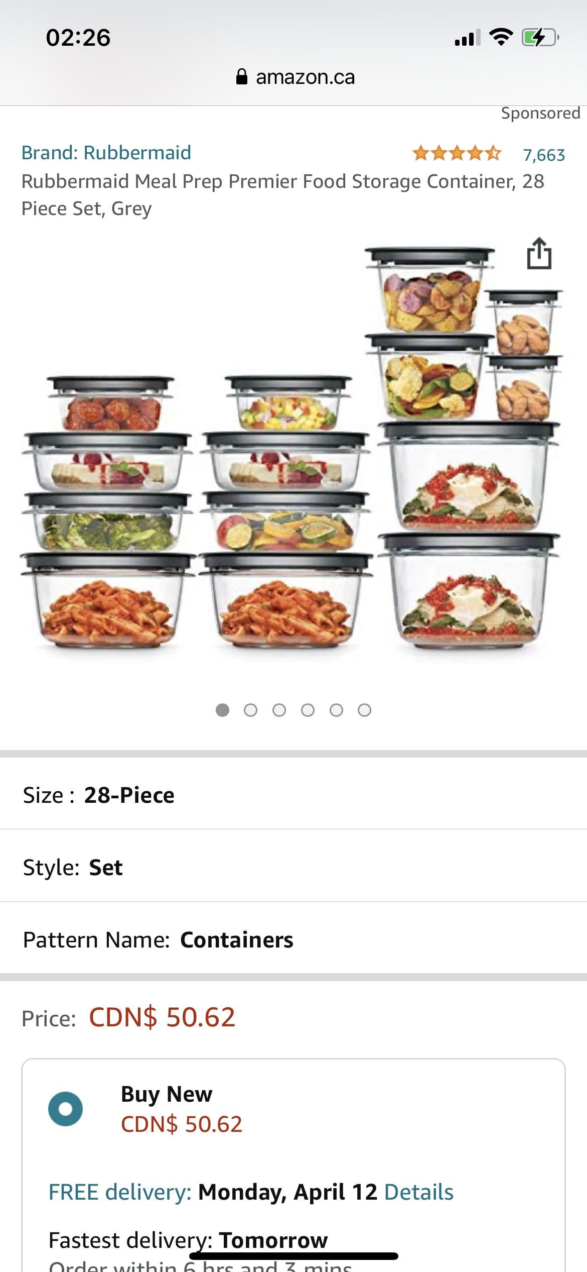Rubbermaid Meal Prep Premier Food Storage Container, Grey, 10 Piece Set