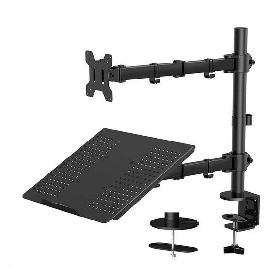 4. Best with a Laptop Mount: Huanuo Laptop Monitor Mount Stand with Keyboard Tray