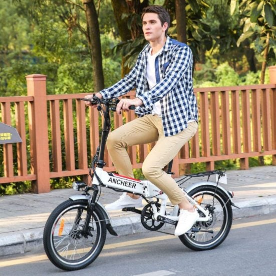 6. Best for Night Rides: ANCHEER Folding Electric Bike Ebike