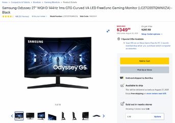 Samsung Odyssey G5 27-in WQHD (2560x1440) 144Hz 1ms Gaming Monitor  LC27G55TQWNXZA