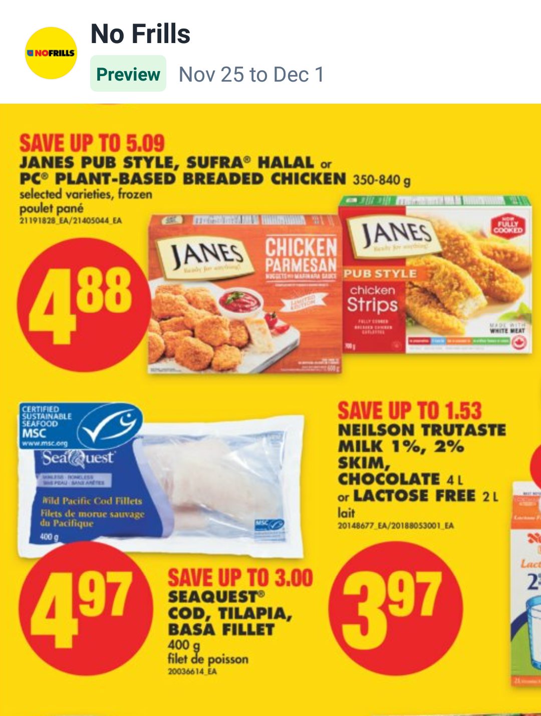 [Sobeys/Safeway] 10 boxes of Janes Chicken Strips, Nuggets, or Burgers