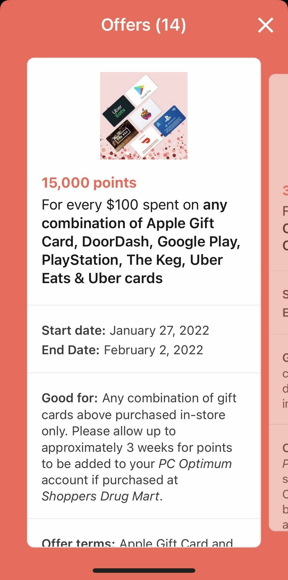 Loblaws] Get 15,000 PCO Points for every $100 spent on any combination of  Apple/DoorDash/Google/Playstation/Keg/Uber Gift Cards - Page 17 -  RedFlagDeals.com Forums