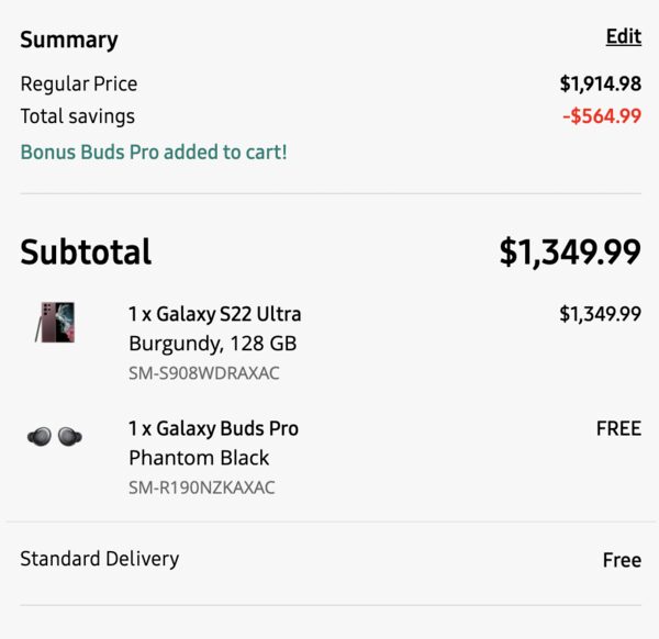 [Samsung] Samsung S22 Ultra 128gb + Trade-In Promo $300 + 