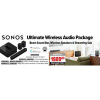 Sonos Ultimate Wireless Audio Package - Beam Sound Bar, Wireless Speakers & Streaming Sub