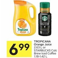 Tropicana Orange Juice Or Starbucks Cold Brew Iced Coffee