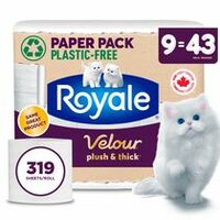 Royale Velour or Original Bathroom Tissue in a Recyclable Paper Pack 