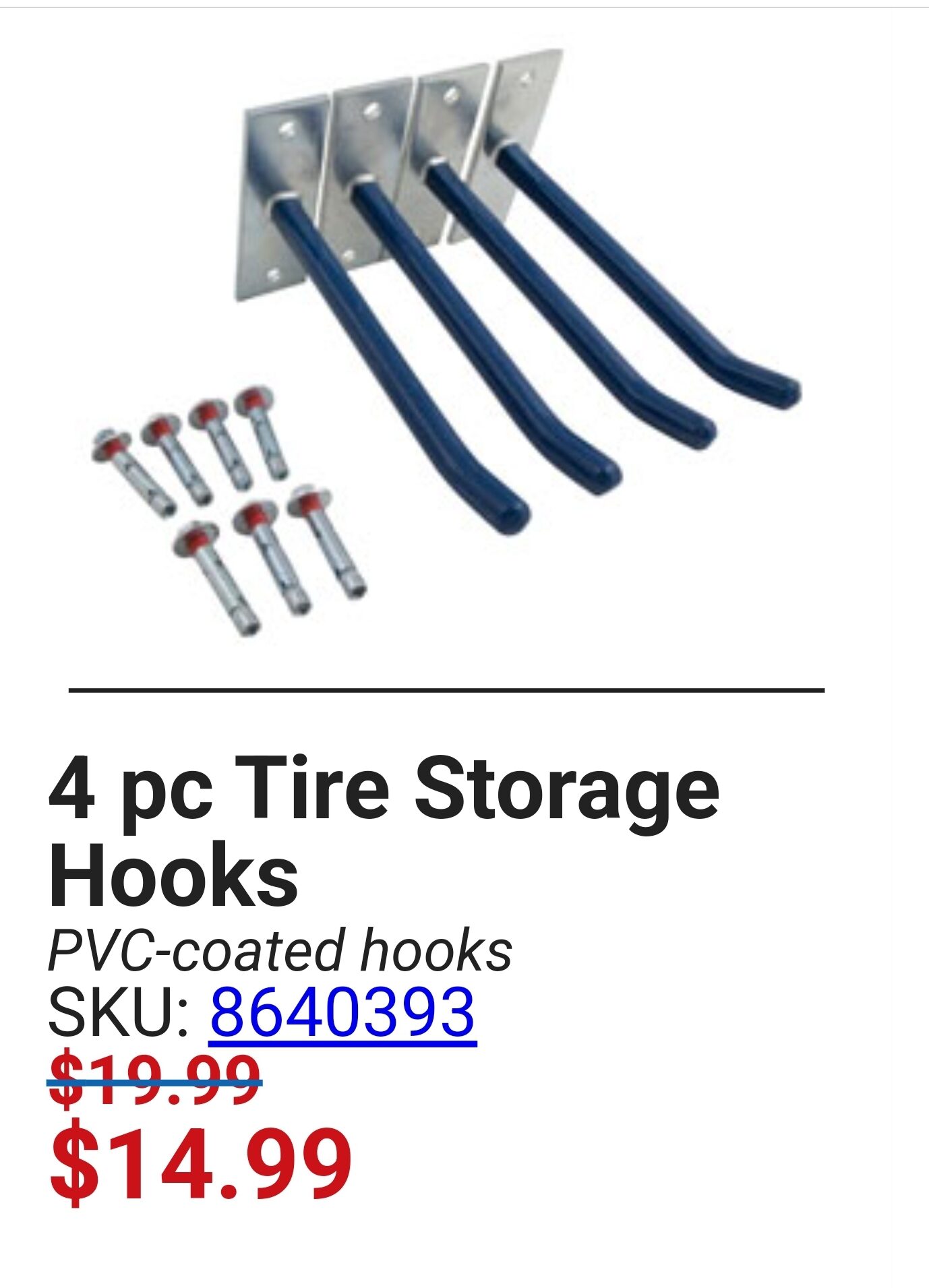 Princess Auto] 4 pc Tire Storage Hooks - Princess Auto - $14.99