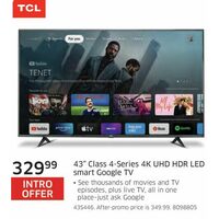 TCL 43" Class 4 Series 4k UHD Hdr Led Smart Google Tv