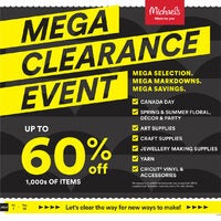 Michaels - Weekly Deals - Mega Clearance Event Flyer