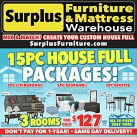 Surplus Furniture - 15-Pc. House Full Packages! (London - ON) Flyer