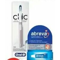 Abreva Cold Sore Treatment Biotène Dry Mouth Mouthwash or Oral-B Clic Manual Toothbrush Starter Kit