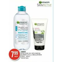Garnier Ultra Clean 3-in-1 With Charcoal Cleanser Or Micellar Water 