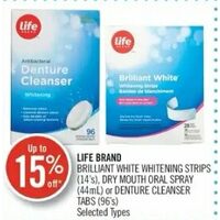 Life Brand Brilliant White Whitening Strips, Dry Mouth Oral Spray Or Denture Cleanser Tabs