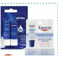 Aquaphor Healing Ointment, Eucerin Intensive or Nivea Lip Balms