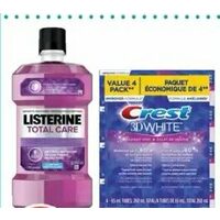 Arm & Hammer Spinbrush Battery Toothbrush (1's), Crest 3dwhite Toothpaste Value Pack or Listerine Mouthwash