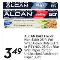 Alcan Bake Foil Or Non-Sticks, Foil Wrap Heavy Duty Or Reynolds Cut-Rite Wax Paper Or Unbleached Parchment