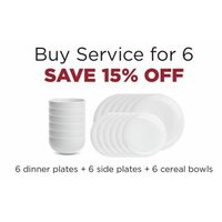 6 Dinner Plates+6 Side Plates+ 6 Cereal Bowls