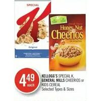 Kellogg's Special K, General Mills Cheerios Or Kids Cereal