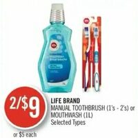 Life Brand Manual Toothbrush Or Mouthwash