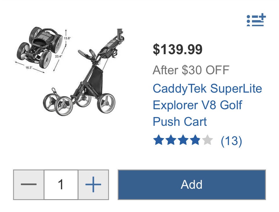 [Costco] Costco.ca 139.99 CaddyTek SuperLite Explorer V8 Golf Push