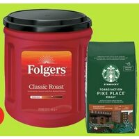 Folgers Ground Coffee, Starbucks Roast & Ground Coffee or K-Cups 