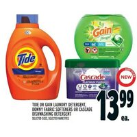 Tide Or Gain Laundry Detergent, Downy Fabric Softeners Or Cascade Dishwashing Detergent