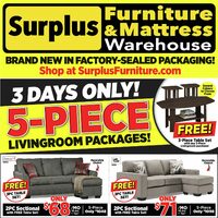 Surplus Furniture - 5-Piece Living Room Packages (London/ON) Flyer