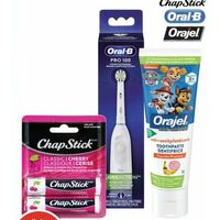 Chapstick Lip Balms, Oral-B Pro 100 Flossaction Battery Toothbrush or Orajel Toothpaste