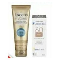 Jergens Natural Glow Sunless Tanning or Ombrelle Sun Care Products