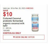 Cultured Coconut Probiotic Fermented Organic Coconut Milk Kefir