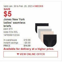 Jones New York Ladies Seamless Briefs
