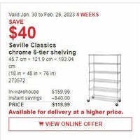Seville Classics Chrome 6-Tier Shelving