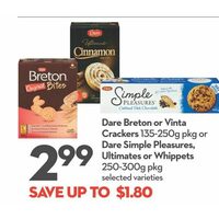 Dare Breton Or Vina Crackers Or Dare Simple Pleasures, Ultimates Or Whippets