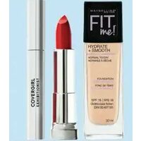 Covergirl Exhibitionist Mascara, Maybelline New York Color Sensational Lipstick or Fit Me! Foundation