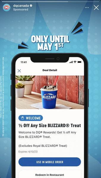 Dairy Queen 1 2 Off Any Size Blizzard Treat For New Users In App   600x600 Smart Fit 