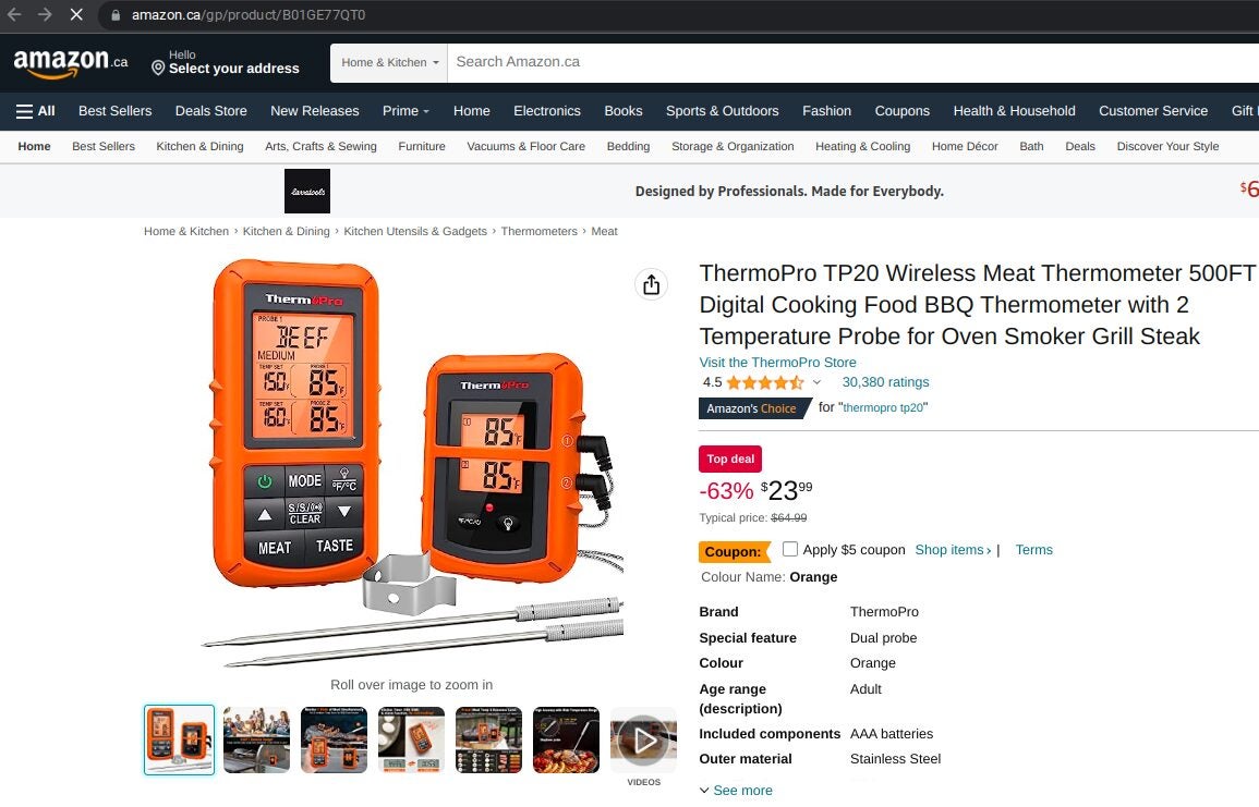 Combustion Predictive Thermometer & Display, wireless with 8