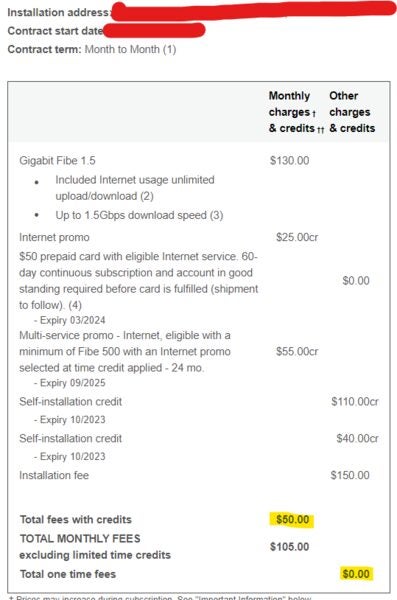 [Bell] Gigabit Fibe 1.5 $50/month no contract YMMV + $50 prepaid card ...