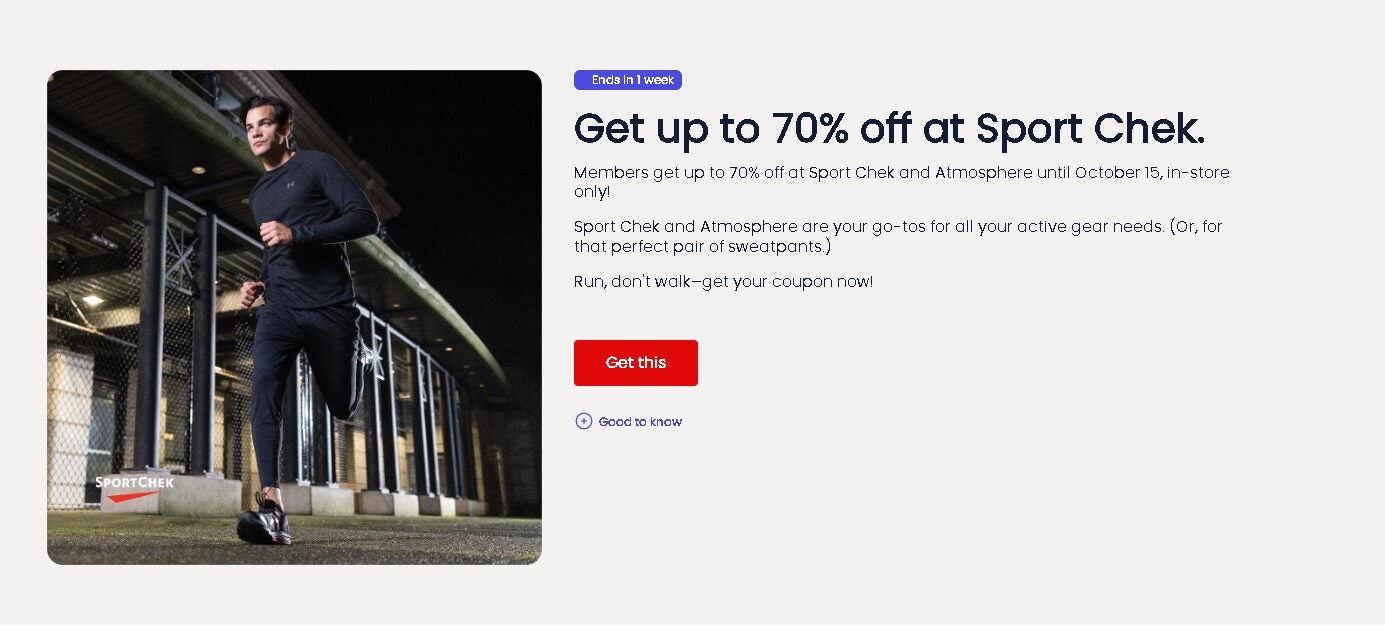 Sport Chek] VIP pricing up to 70% off, $4000 max per code (IN