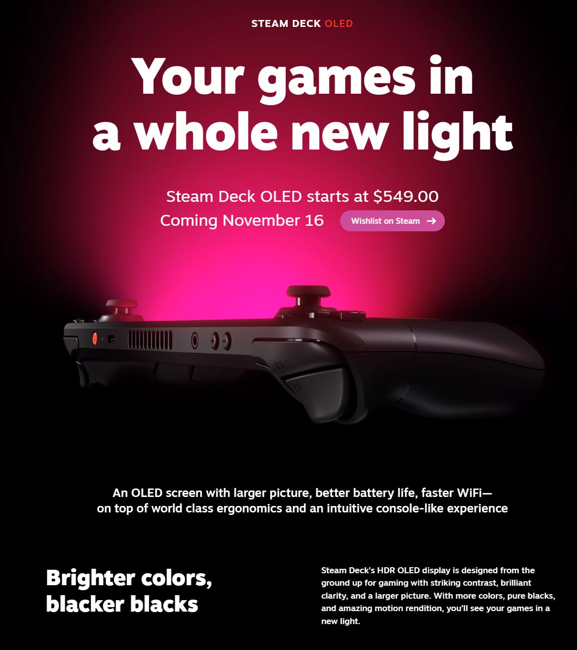 Steam Announces New Steam Deck OLED Model Releasing November 16, Drops Price  of Previous Version - Out of Games