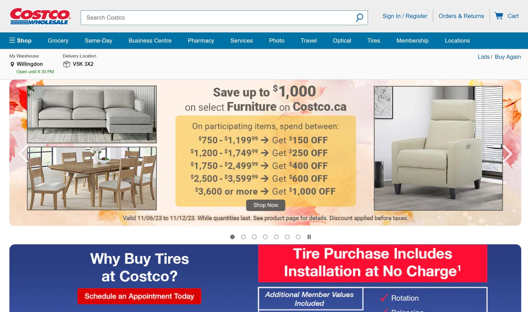 Costco furniture store sale 2019