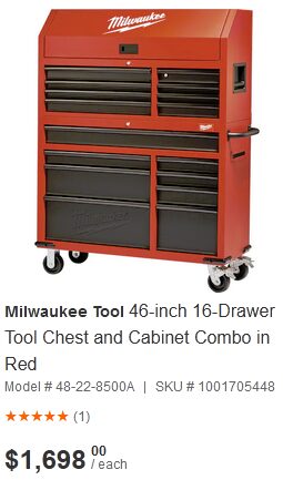 Milwaukee Tool 46-inch 16-Drawer Tool Chest and Cabinet Combo in