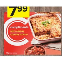 Compliments Lasagna, Mac'n Cheese, Chicken or Beef Meat Pies