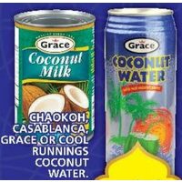 Chaokoh, Casablanca, Grace or Cool Runnings Coconut Water, Casablanca, Mili or Grace Coconut Milk, Casablanca Basil Drinks