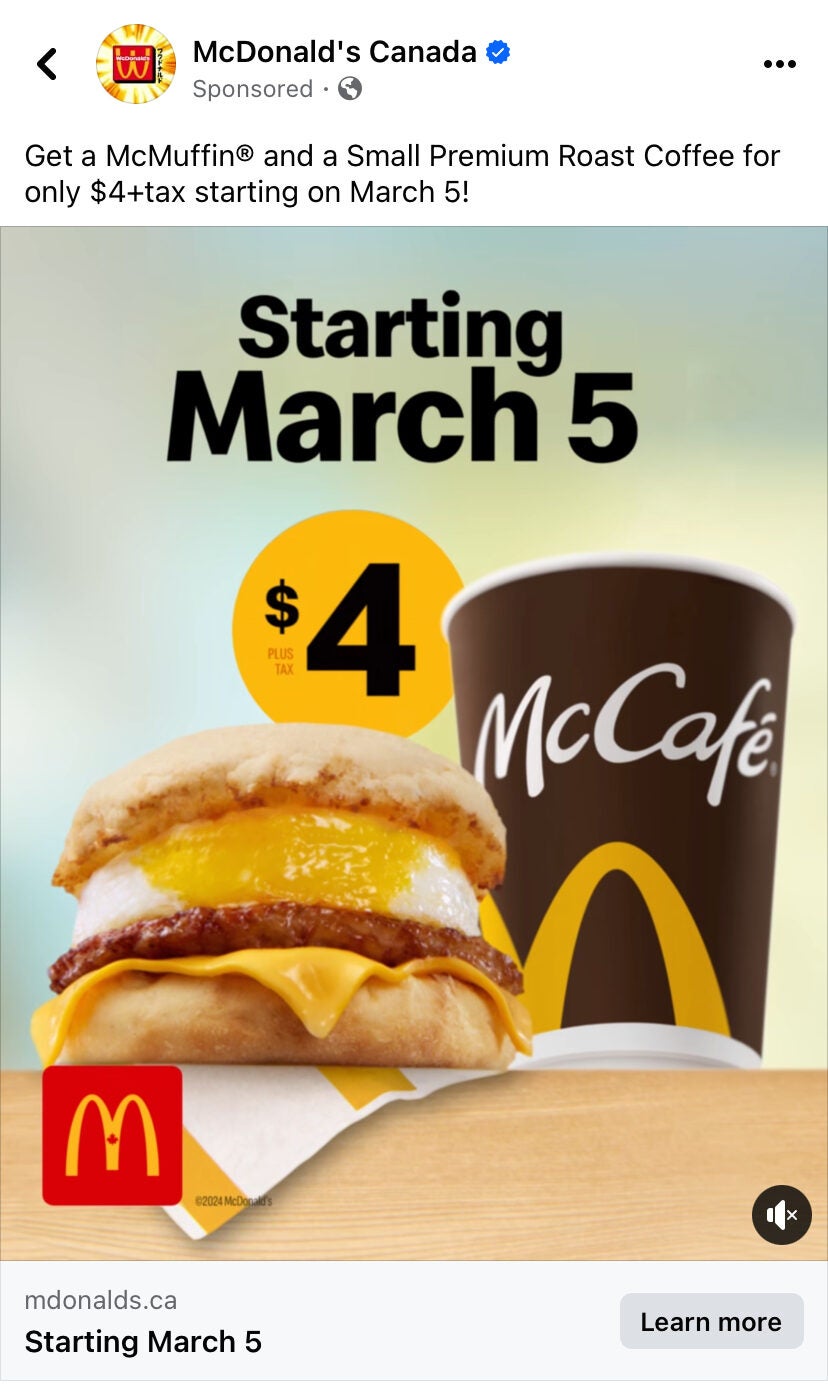 McDonalds] Reasonable! McDonalds $4 McMuffin and Small Coffee starting  March 5th. - RedFlagDeals.com Forums